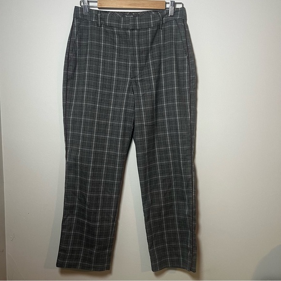 Abercrombie & Fitch Pants - Abercrombie & Fitch Simone Grey Plaid High Rise Ankle Flare Trouser Pants Size M